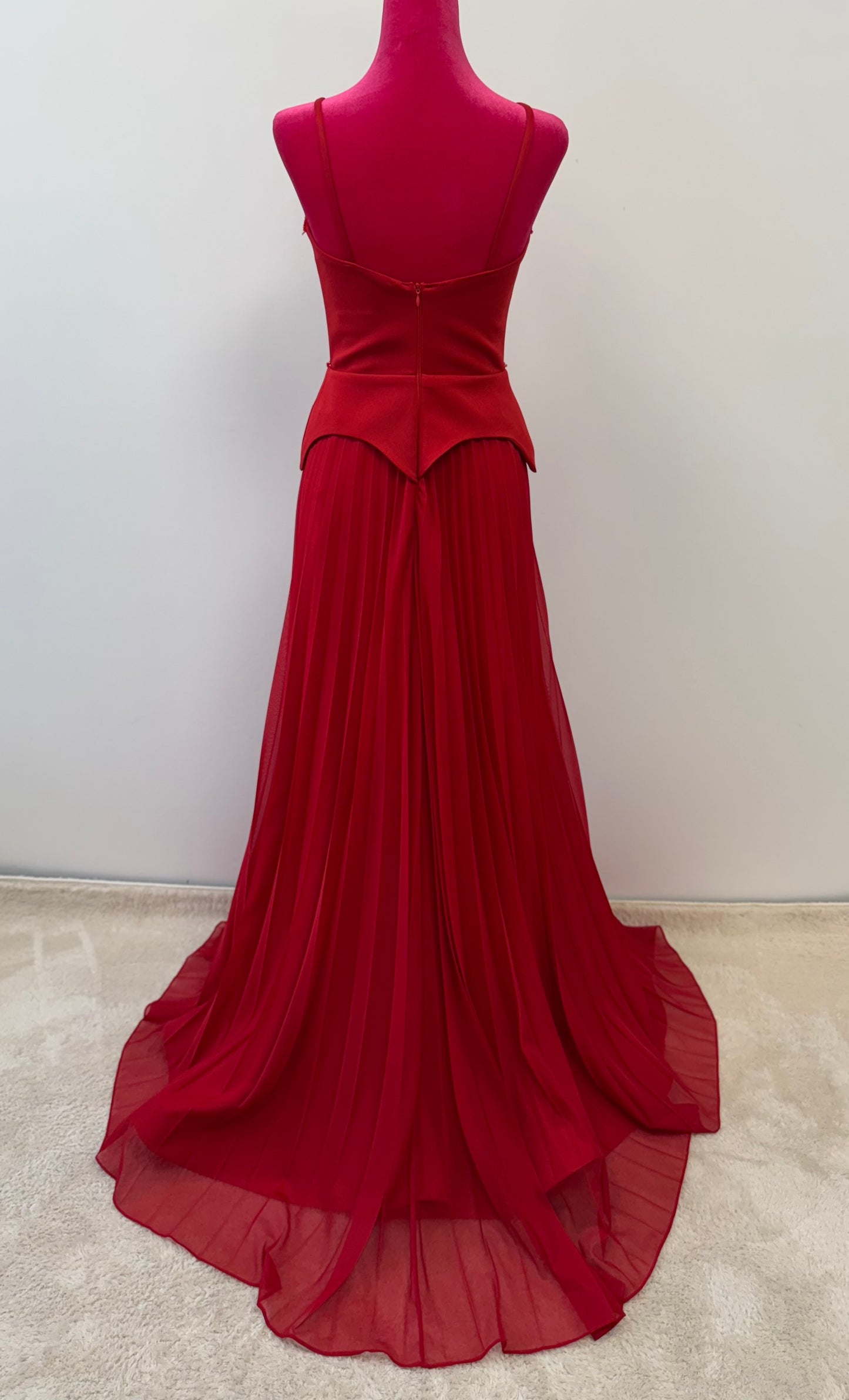 Elegantes Plissee-Abendkleid mit Korsagen-Oberteil