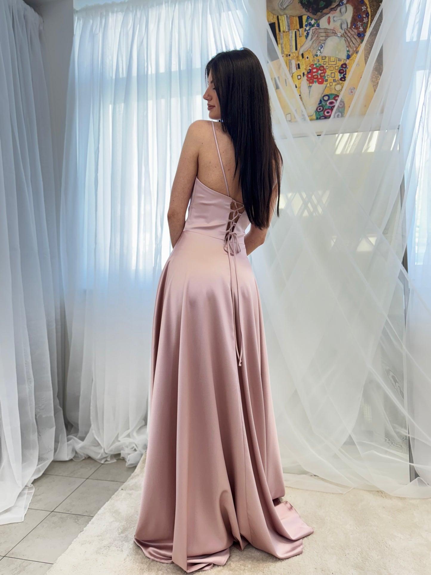 Elegantes A-Linien-Abendkleid mit Schnürung im Rücken