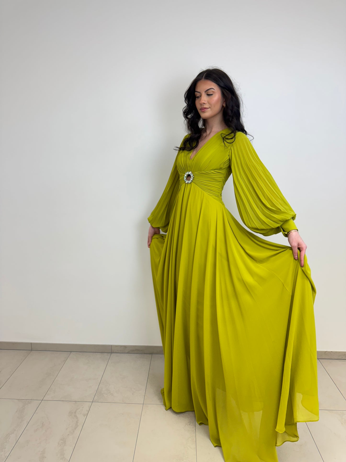 Chiffonkleid mit Ärmeln - E-2014-00