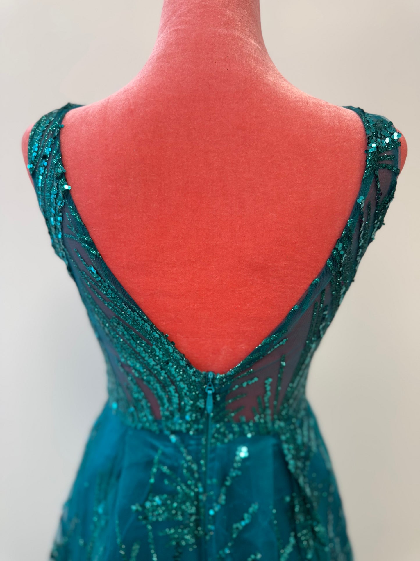 Glitzerndes A-Linien-Abendkleid in Smaragdgrün