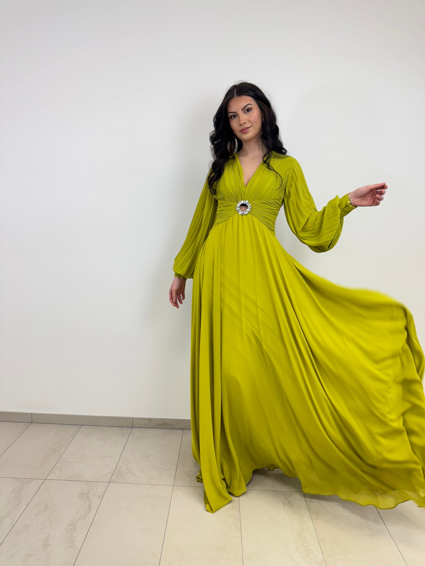 Chiffonkleid mit Ärmeln - E-2014-00