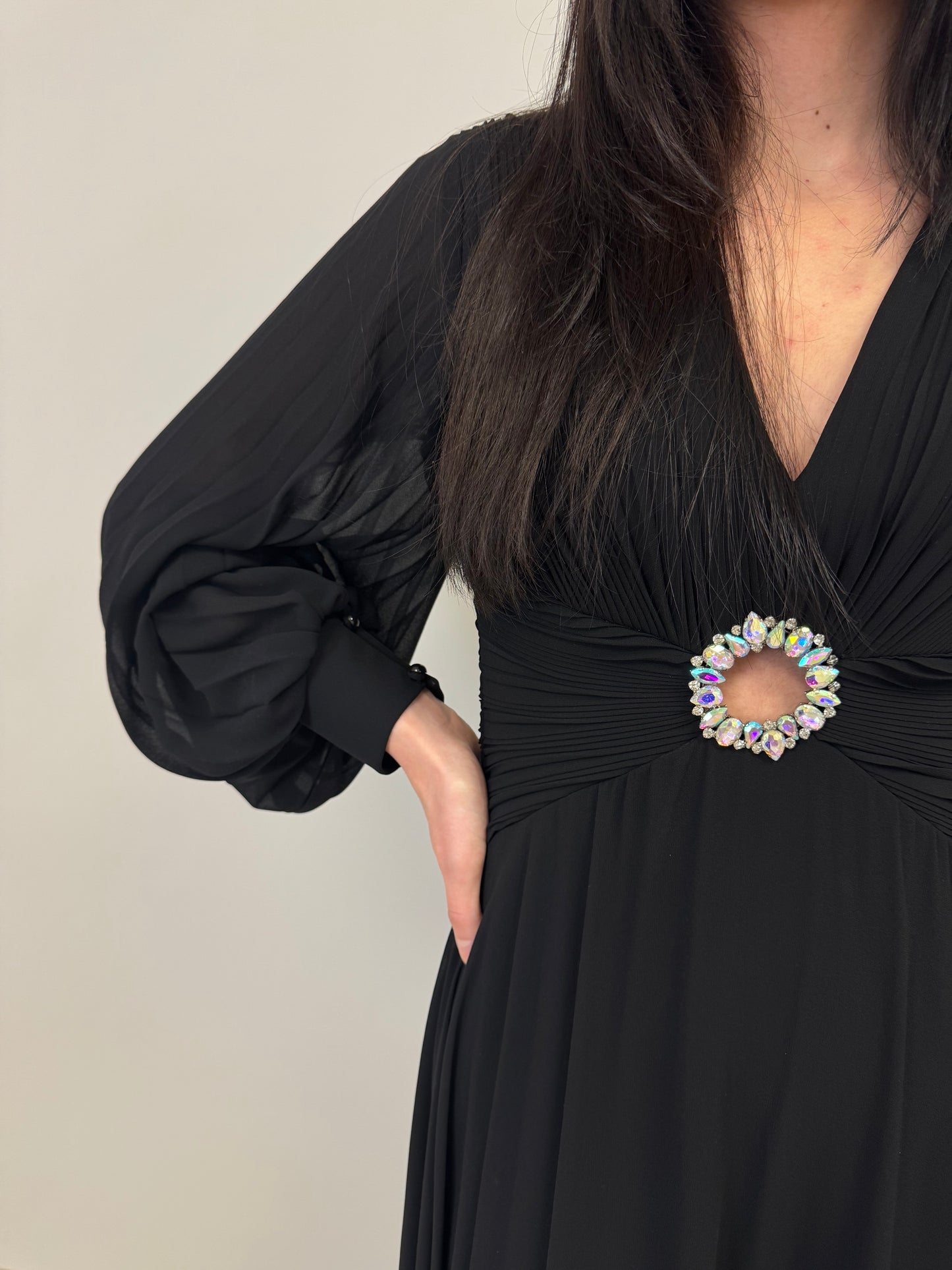 Chiffonkleid mit Ärmeln - E-2014-00