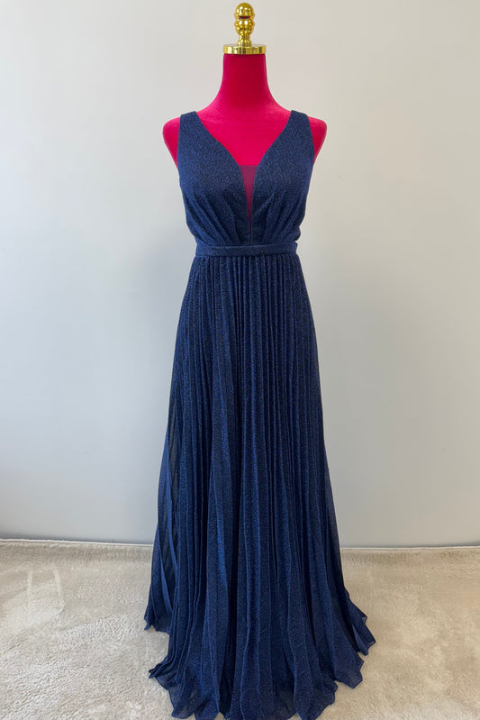 Elegantes Plissee-Abendkleid mit V-Ausschnitt