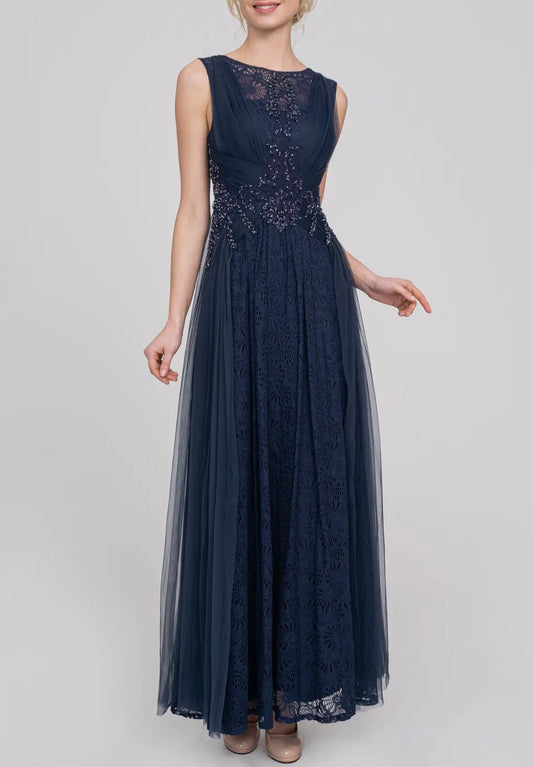 Abendkleid aus besticktem und perlenbesetztem Tüll und Spitze