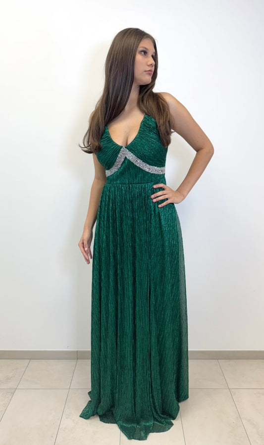 Glamouröses Abendkleid mit silbernen Glitzerträgern