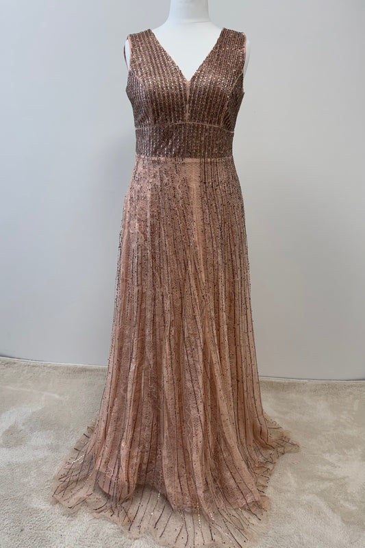 Glamouröses Maxikleid mit tiefem V-Ausschnitt und Glitzerakzenten