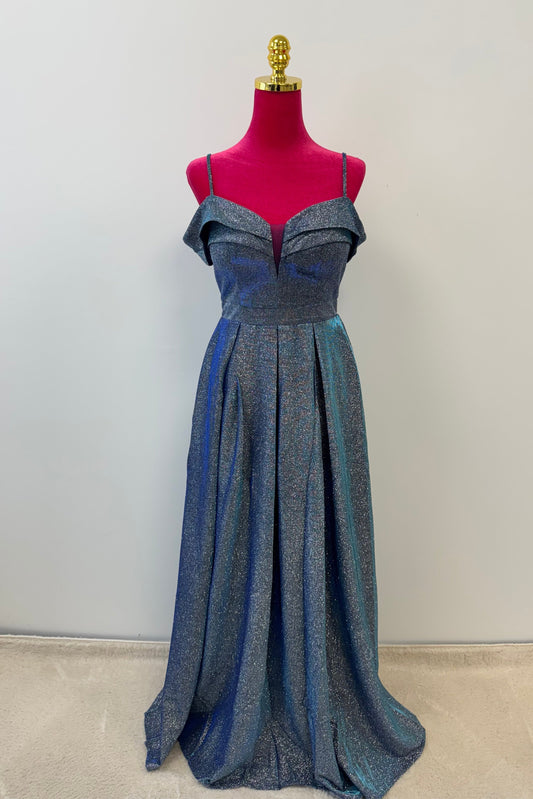 Glänzendes Abendkleid mit Off-Shoulder-Trägern